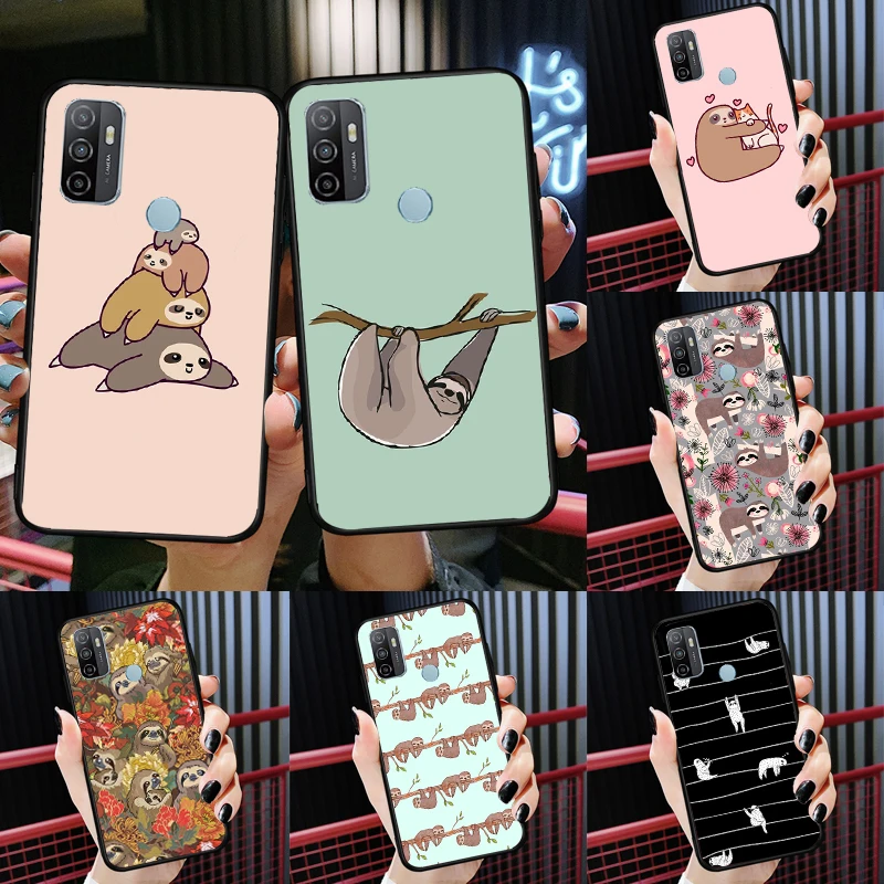 Sloth Cute Animal Case For Oppo A96 A76 A16 A15 A17 A52 A72 A54S A57S A58 A78 A98 A57 A77 A54 A74 A94 Cover