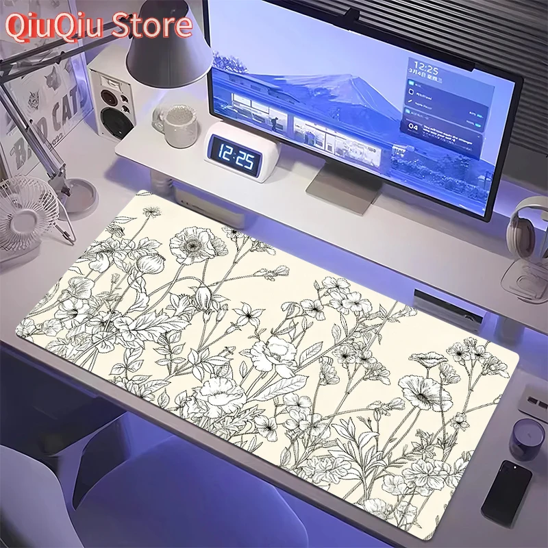 XXL Plant and Flower Mouse Pad,Large Mouse Pad with Stitched Edges,Multi-functional Desk Mat, Ideal for Office, Gaming, and Home