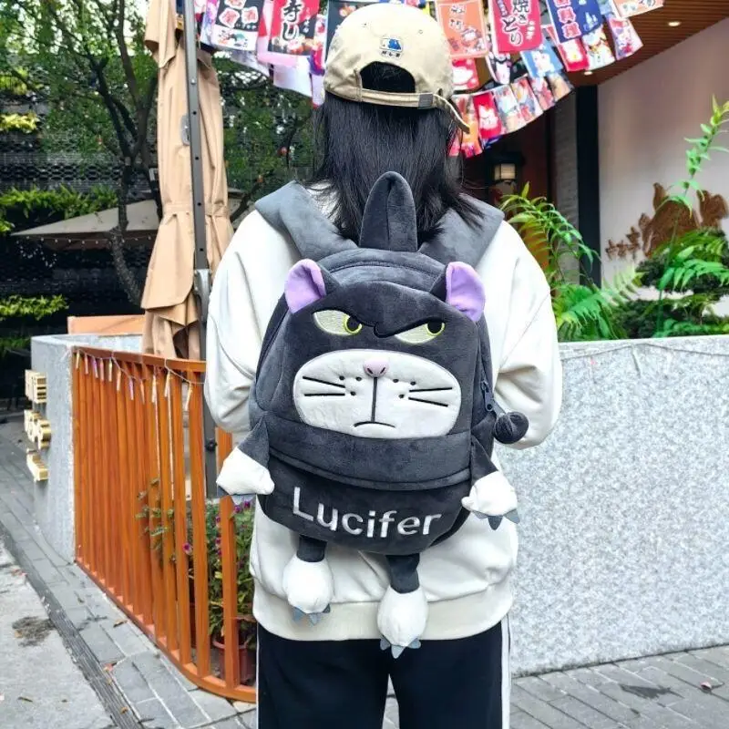 

Мягкий плюшевый рюкзак Disney Lucifer Cat, 38 см, большой вместимости, многослойный, на молнии, для путешествий, для студентов, в подарок на день рождения