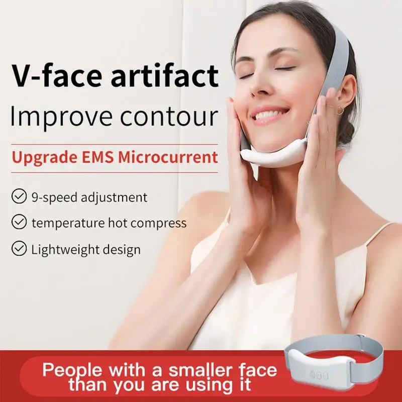 Microcurrent Face Shaping Instrument Facial Lifting Device Face Slimming Vibration Tool V-shaped Cheek Double Chin Face Massager