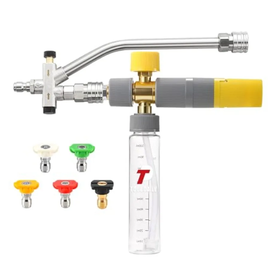 

Foam Cannon Dua Connector, Mini Foam Cannon for Pressure Washer, 5 Power Washer Spray Nozze Tips, 1/4 Inch Quick Connect