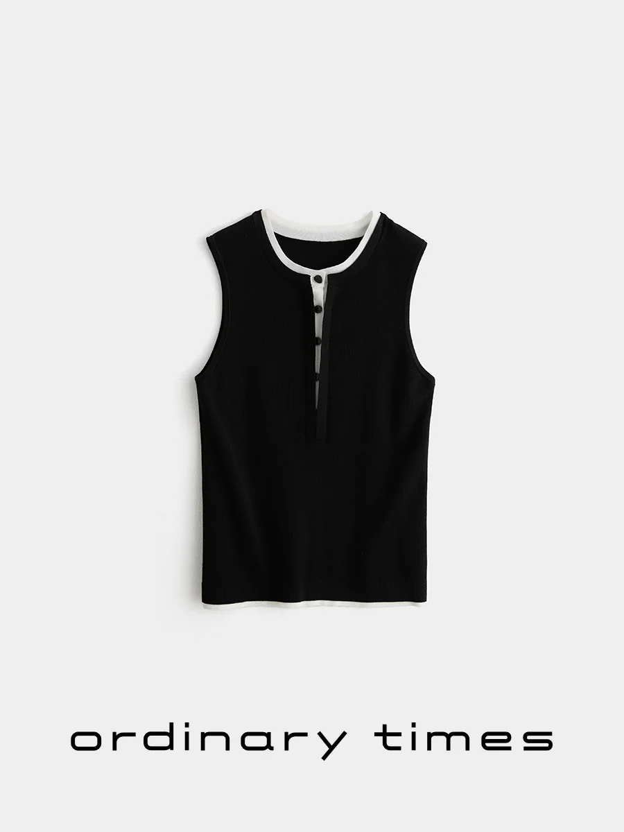 

OrdinaryTimes mat f Buttoned Knitted Svel Top Women's Pullover Ry Fabric Autumn 2024 Collection