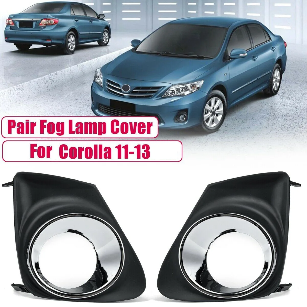 1 Pair Black & Electroplating / Matte Front Bumper Fog Lamp Covers Trim Bezel with Hole Replacement for Toyota Corolla