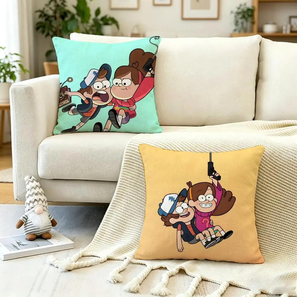 Magic Cartoon G-Gravity Falls Cushion Cover Anti-dustmite Pillowcase Invisible zipper silky short plush Sofa cushion cover