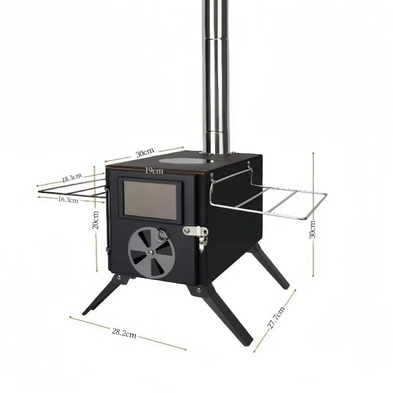 

【Popular】Camping Carbon Steel Wood-Burning Stove Tent Stove Heating Cooking Stove Easy Fold Portable Multi-Functional Cooker Coo