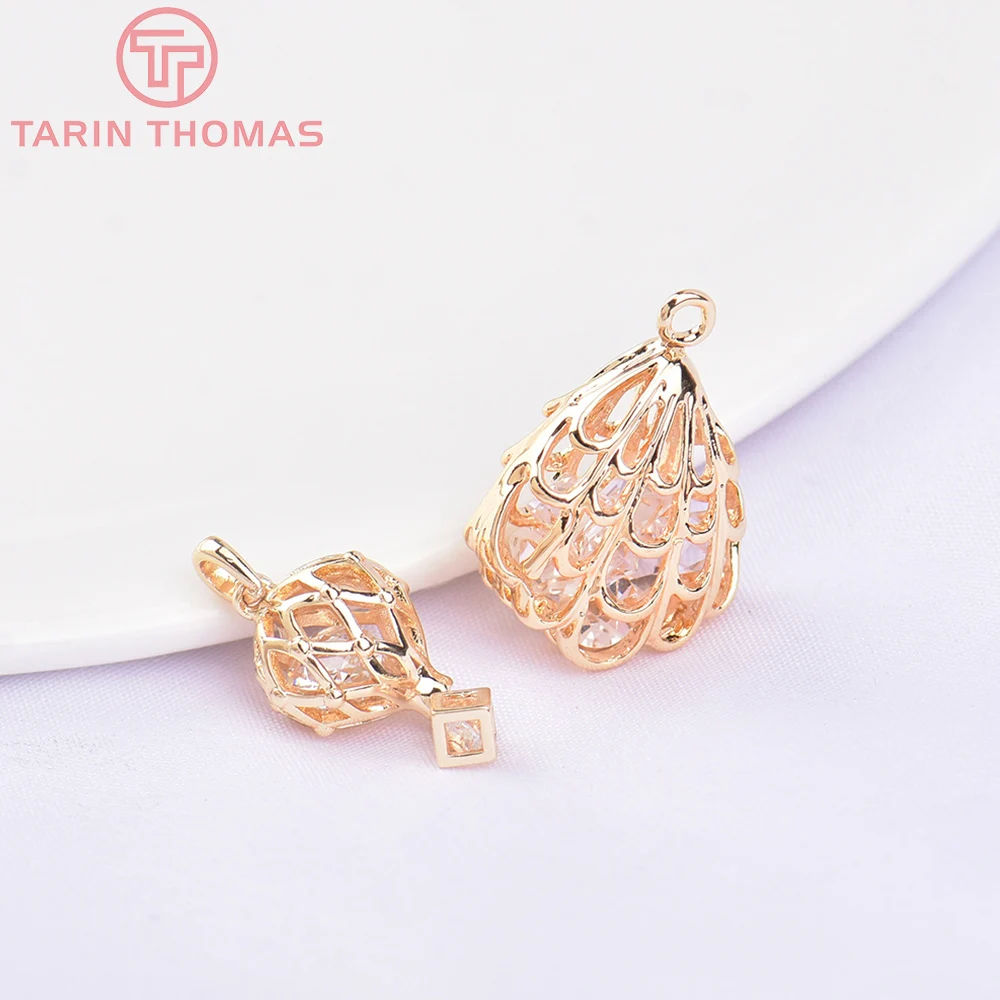 (5709) 2 Stück 15x17mm 24 Karat Gold Farbe Messing mit Zirkon hohlen Charms Anhänger hochwertige DIY Schmuck machen Ergebnisse Großhandel