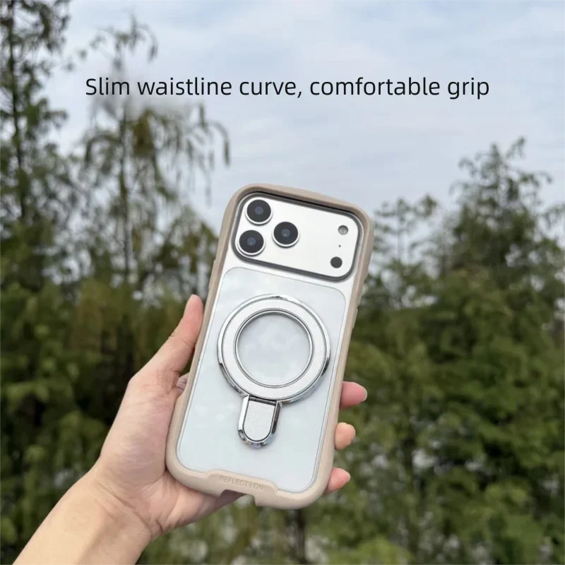 

Совместим с iPhone 17, 16, 15, 14, 13, новый прозрачный противоударный чехол-подставка с тонкой талией и магнитной подставкой