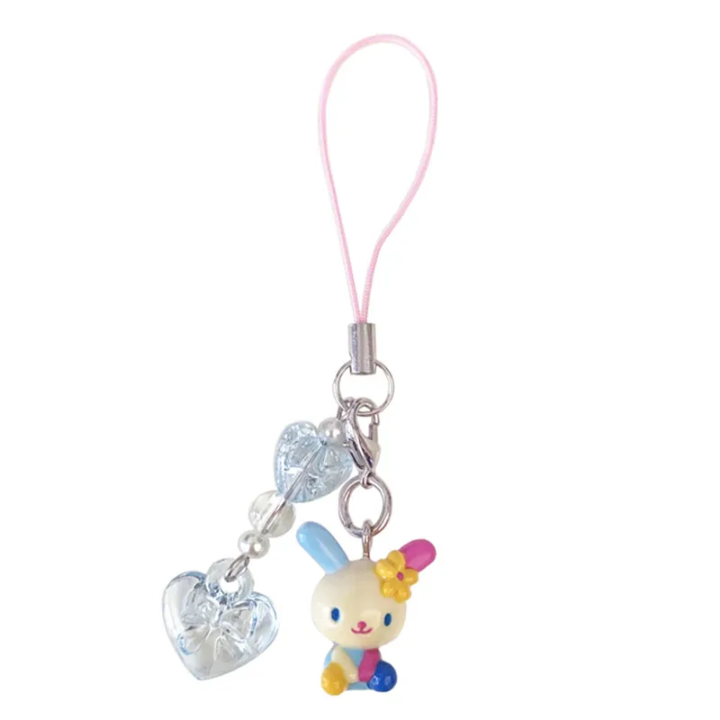 Cute Kawaii Usahana Keychain Anime Bunny Keychains Mobile Phone Chain Mascot Keyring Girls Toys Small Gifts