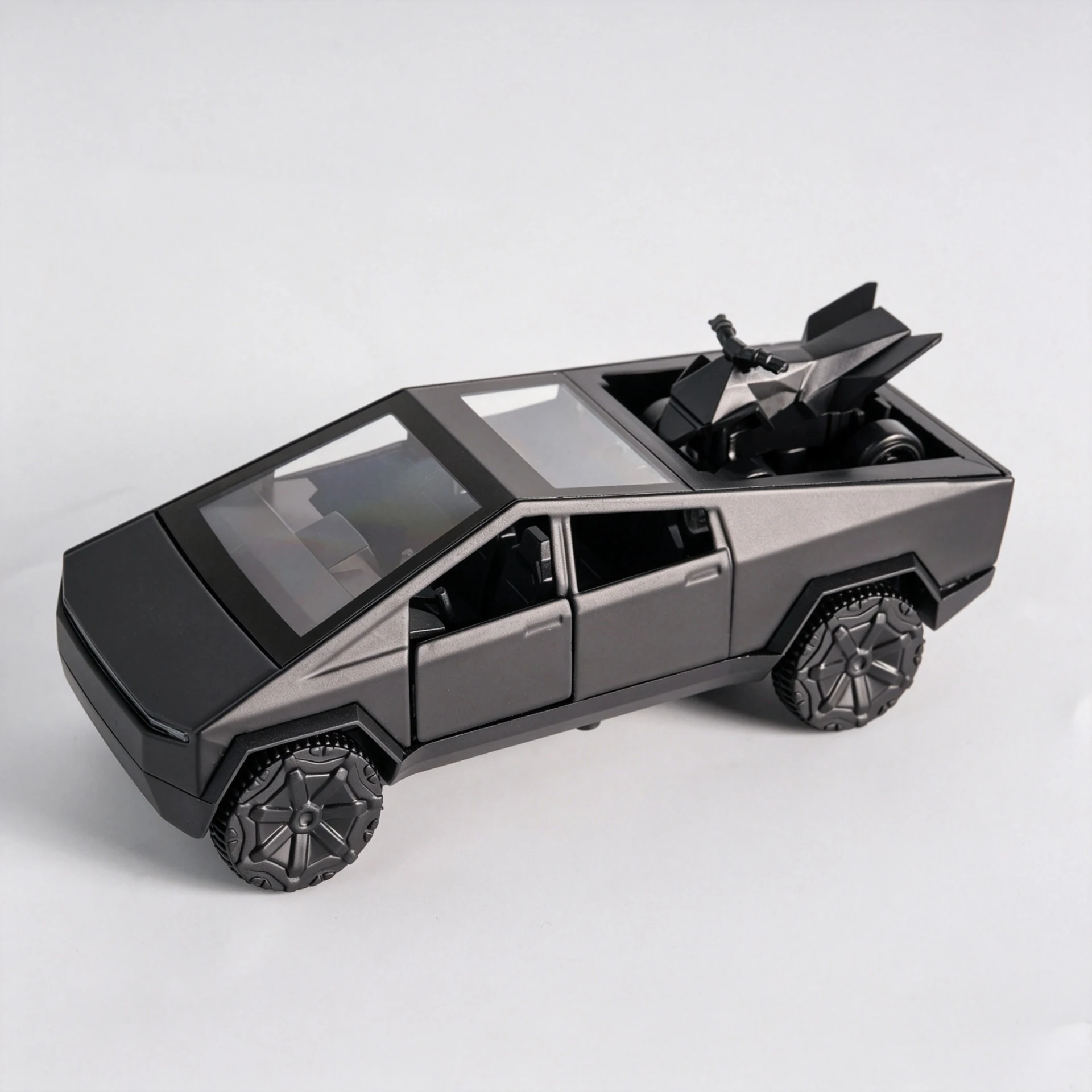 Cybertruck Toy + Pickup Truck Model + Diecast Car, Alloy Diecast Vehicle With Mini ATV, Openable Doors Gift Toy,Black