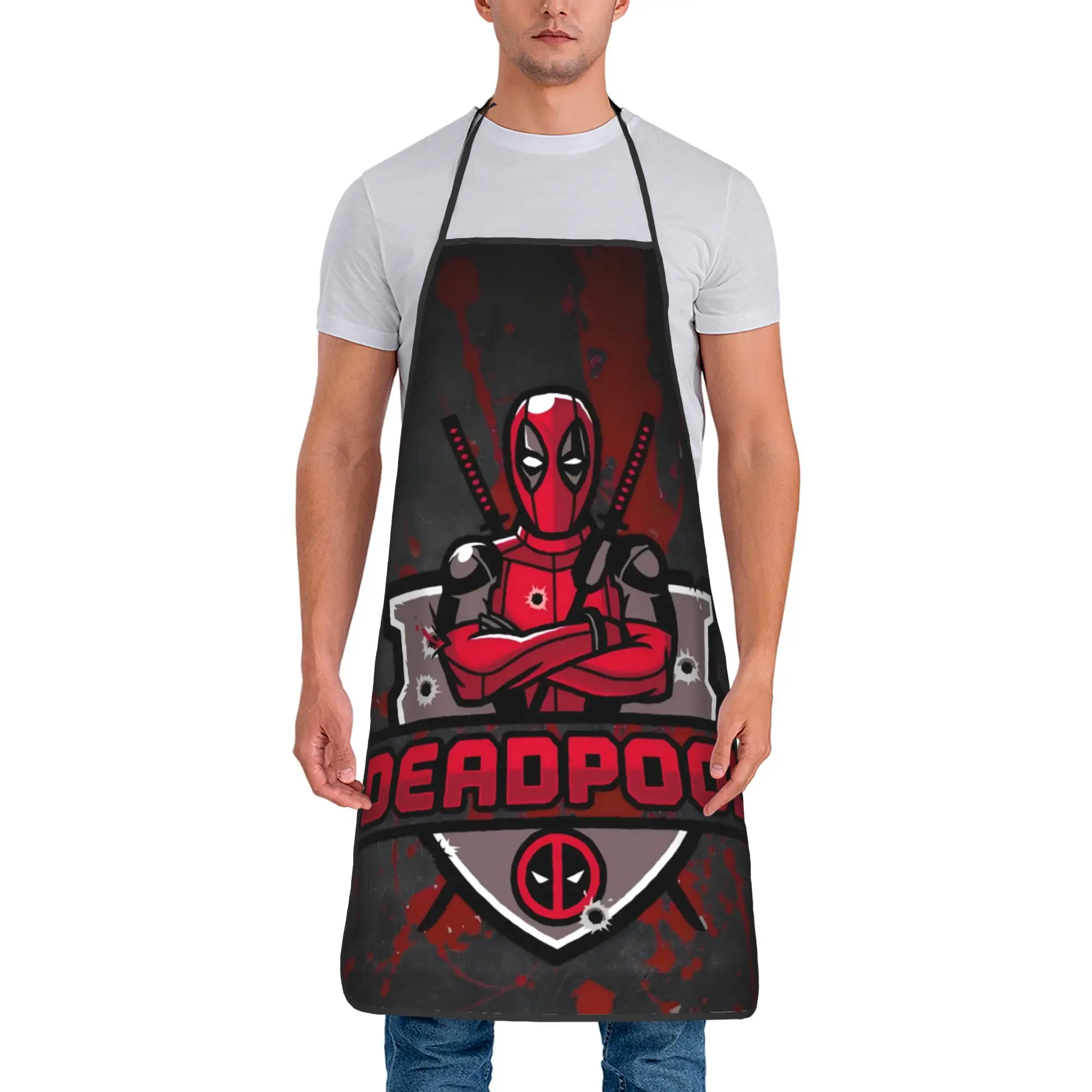 

Unisex Fashion Deadpool Apron Tablier Kitchen Chef Cooking Baking Bib Marvel Kitchen Baking