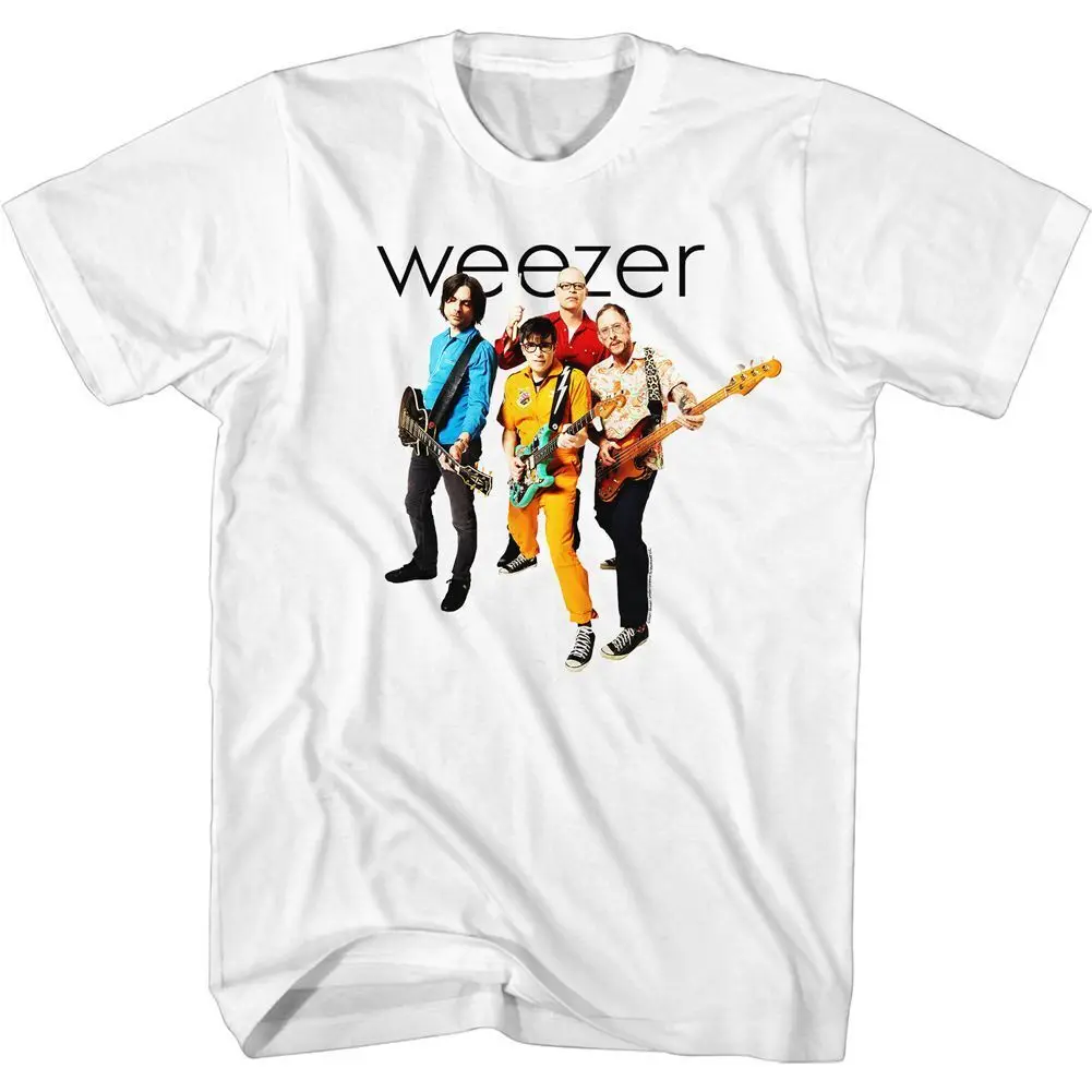 

Белая футболка Weezer с изображением рок-музыки группы