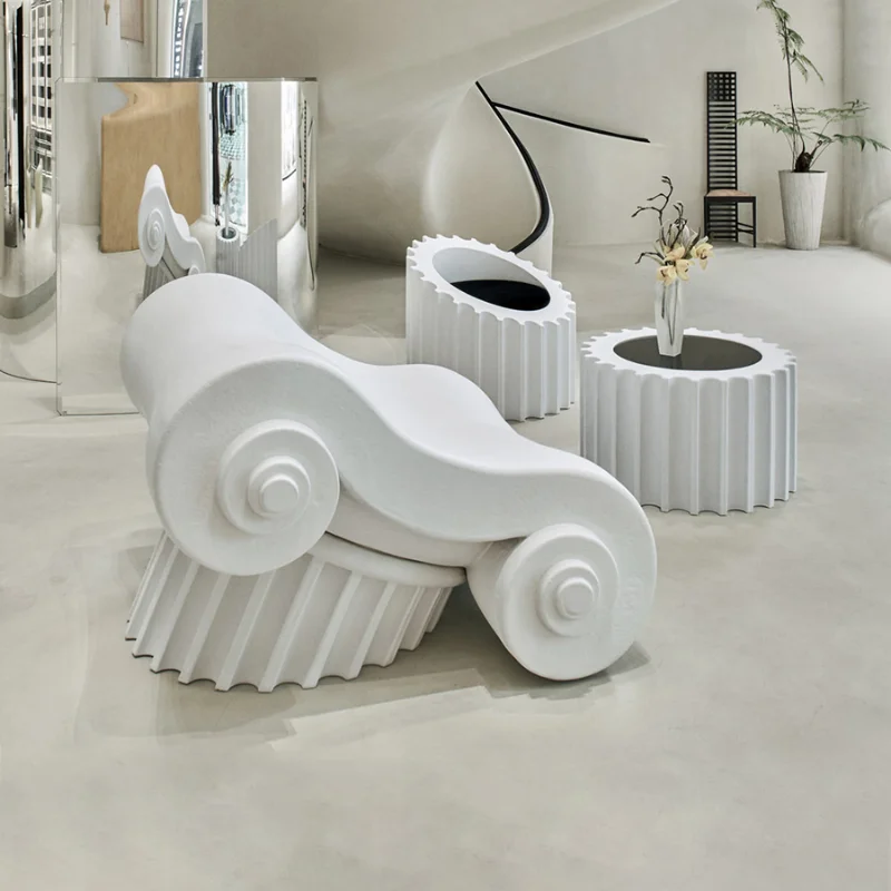 

FRP Leisure Chair Classical Light Luxury Art Industrial Style Roman Column Gear Chair