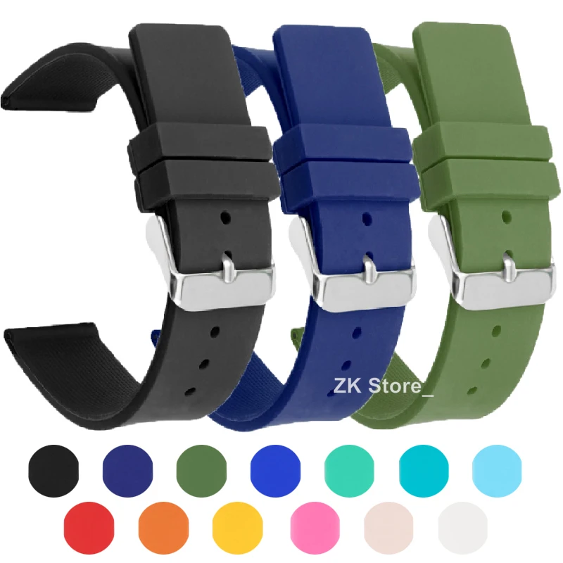 Silicone Watch Straps 20mm 14/16/18mm 22mm 24mm for Smart Watches Bracelet Soft Rubber Watchband for Men Women Watch Accessories