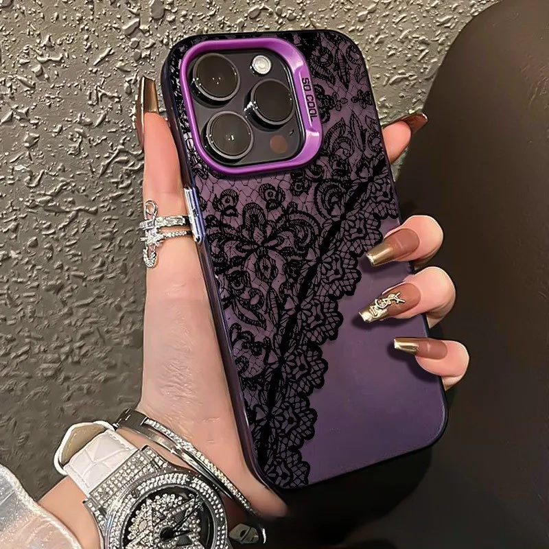 Creative Energetic Light Luxury Lace Trim Phone Case For iPhone 17 16 15 Pro Max 14 13 12 11 XS X XR 7 8 Plus 16E 17 Air Cover - Image 4