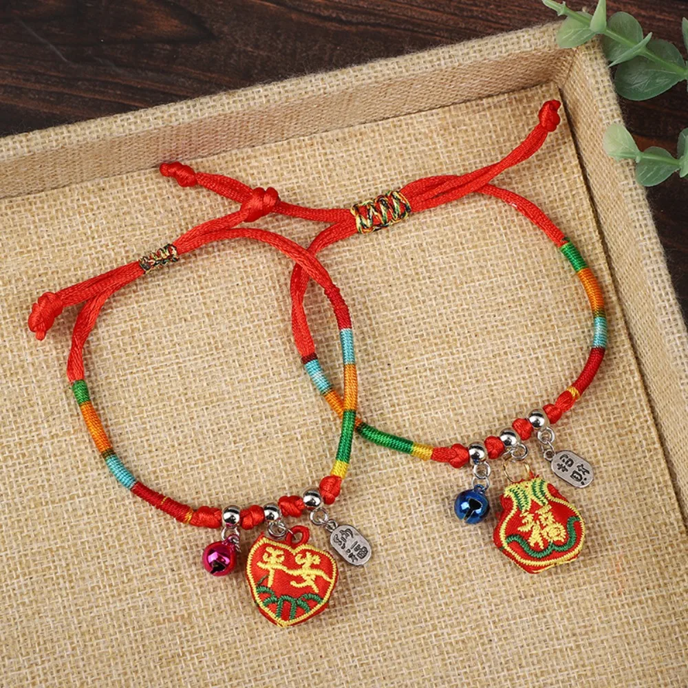 Chinese Style Dragon Boat Festival Bracelet Zongzi Pendent Adjustable Braided Hand Ropes Ethnic Handmade Colored Lucky Bracelet