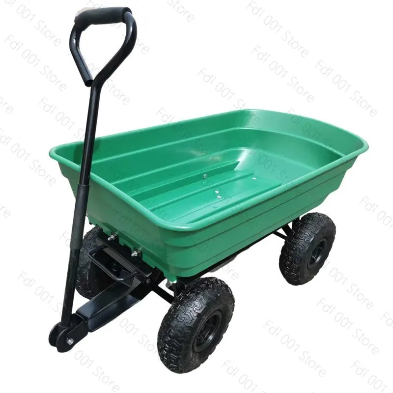 Folding Four Wheel Hand Dolly Household Agricultural Cargo Transport Moving Handling Dump Trolley