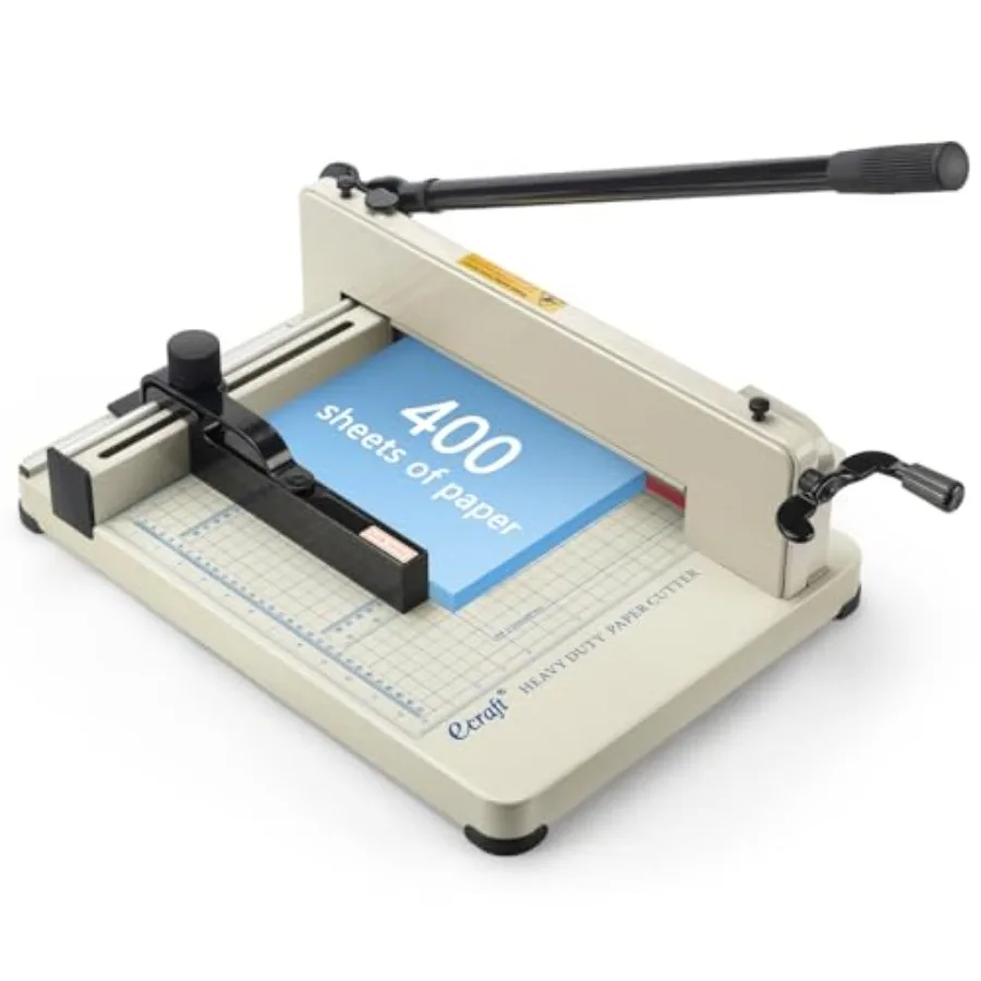 

Heavy Duty 12 Guillotine Paper Cutter for Office, School, Print Shop Solid Steel with HSS Blade, Black, 400 Sheet Capacity, Saf