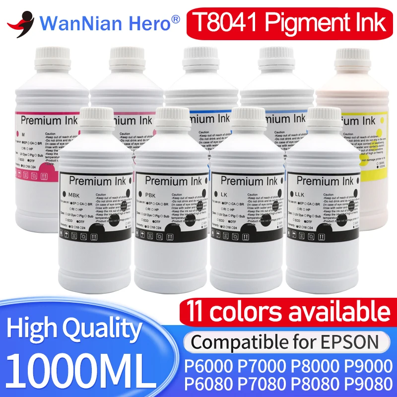 T8041 T8061 1000ml Pigment ink For Epson Pro P6000 P7000 P8000 P9000 P6080 P7080 P8080 P9080 Inkjet Printer (11 Color Available)