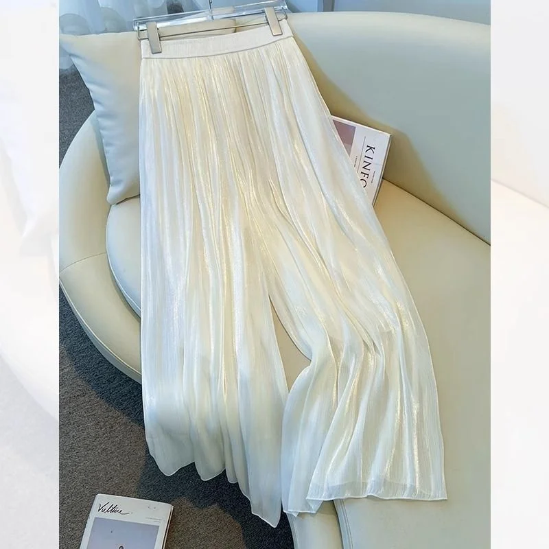 High Waist Draped Wide Leg Pants Skirt Casual Loose Fit Korean Style  Color Summer Thin Version plus Size Women's Clothing
