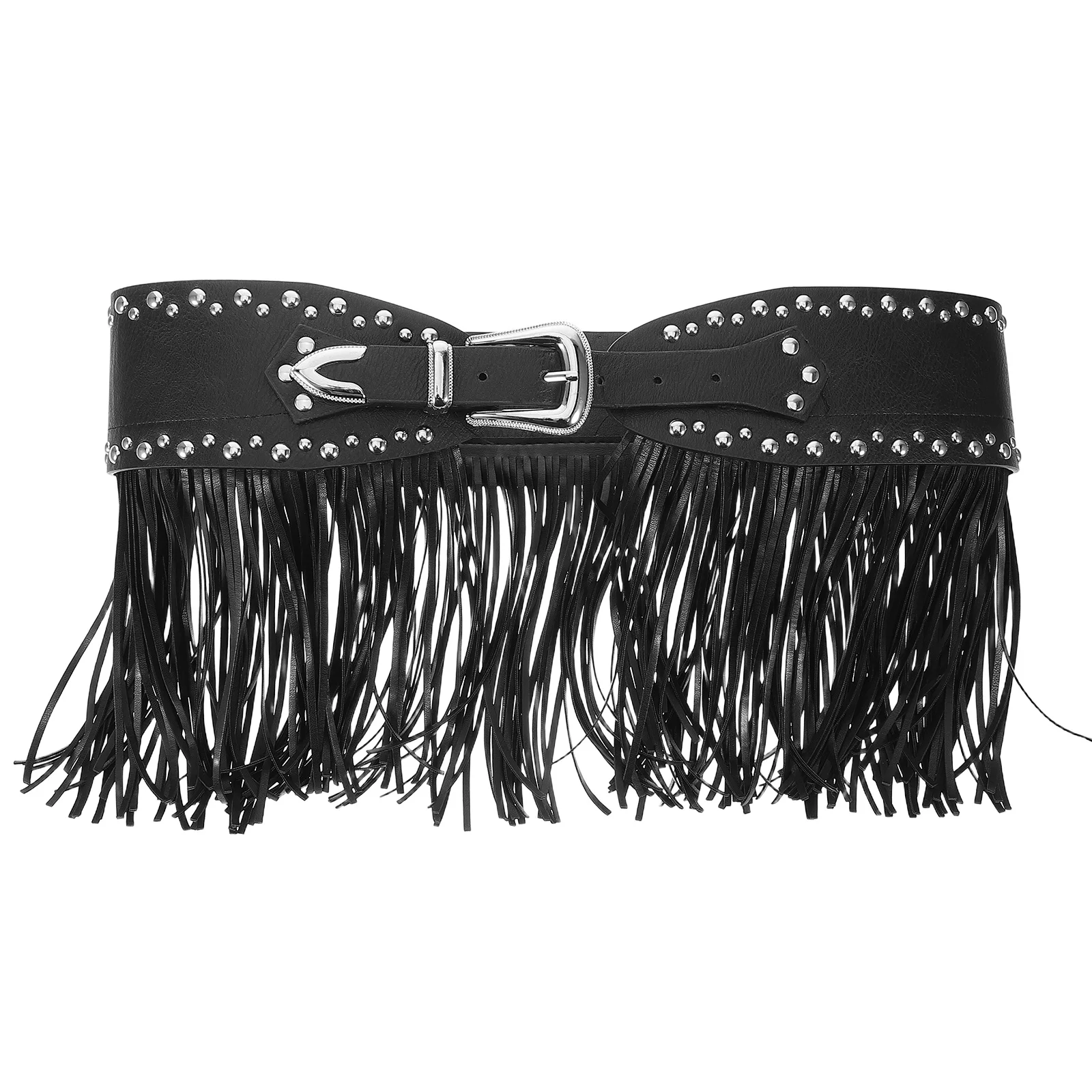 

Studded Punk Denim Belt Wide Western Style Belt Adjustable Pu Rivet Belt for Women Fashion