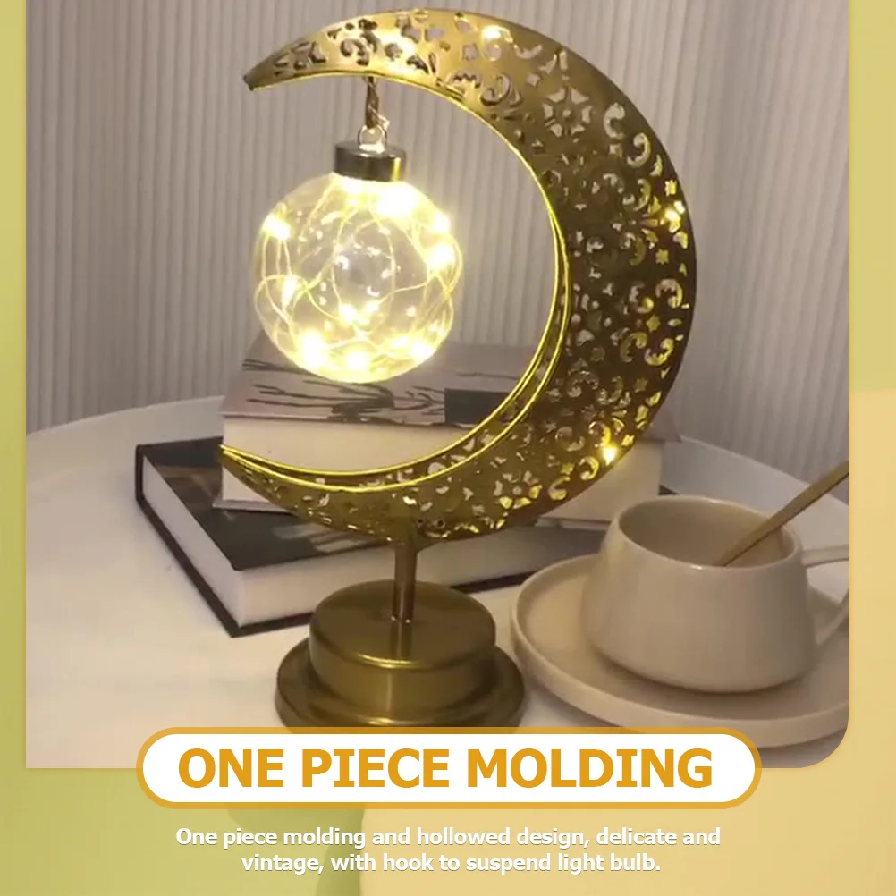 

LED Moon Hollowed Table Lamp Vintage Bedside Light Bedroom Nightstand Atmosphere Lamp Metal Desk Light Warm Glow