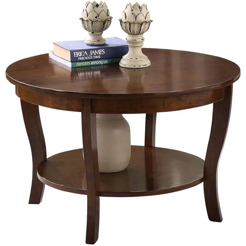 American Heritage Round Coffee Table with Shelf, 30(L) x 30(W) x 18