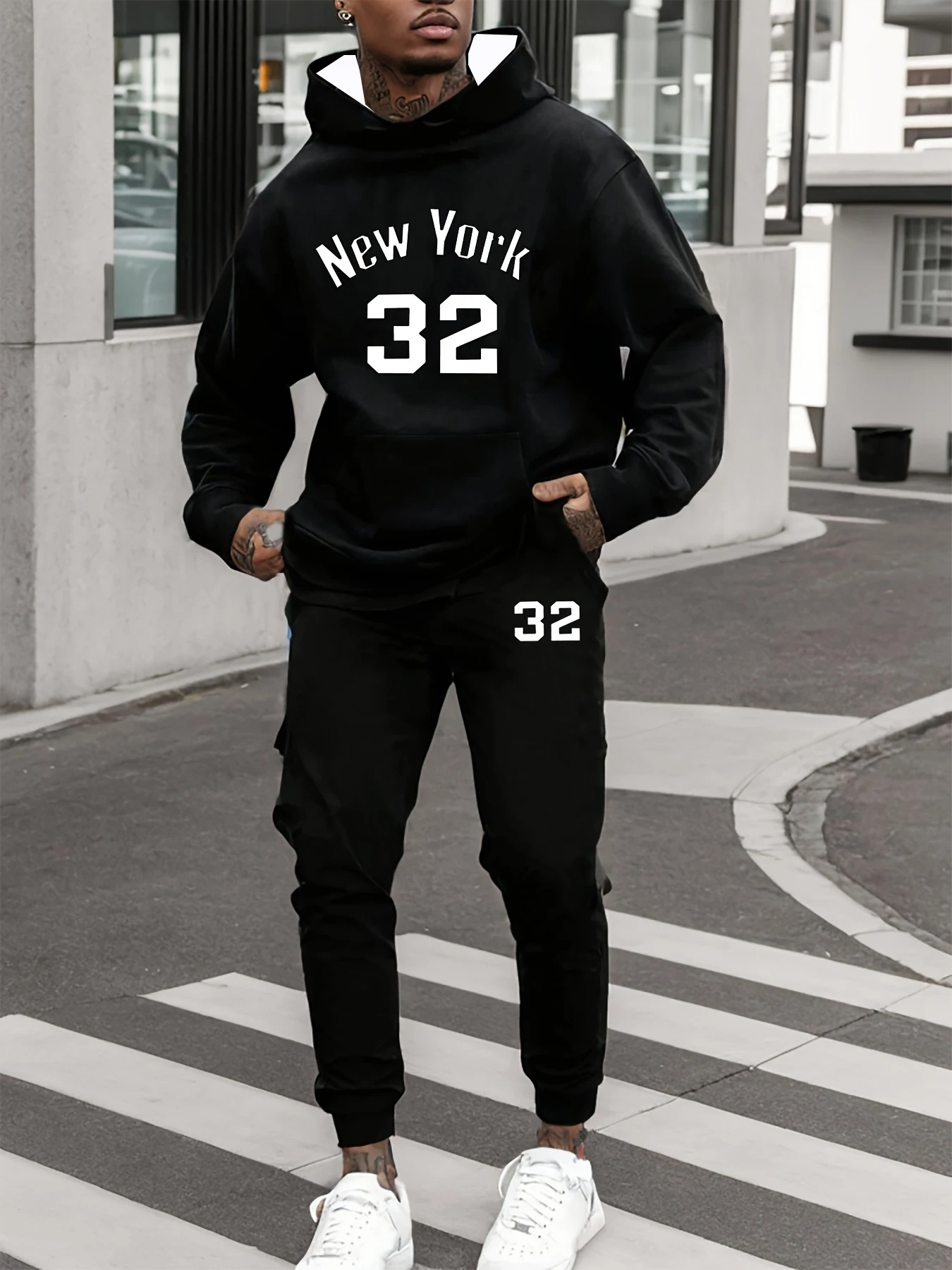 

Мужская спортивная одежда с длинными рукавами и капюшоном, повседневная толстовка с капюшоном и повседневные спортивные штаны на осень/зиму 2025 г.