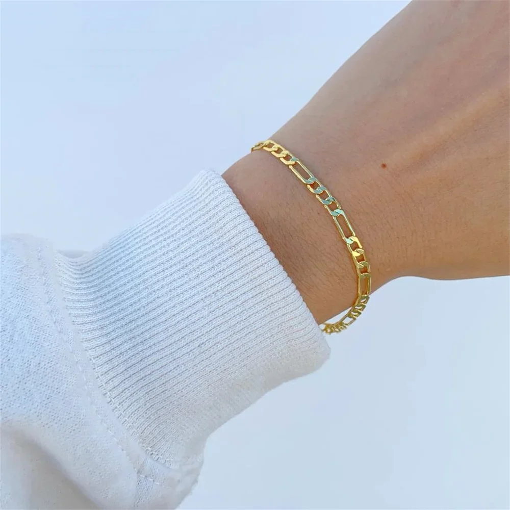 Stainless steel jewelry women's bracelet golden color figaro chain length 16.5/18/19cm fashion bracelet  acier inoxydable femmes