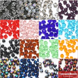 (90Pcs/Lot) 4mm Bicone Faceted Glass Crystal Spacer Beads For Jewelry Making 17Colors