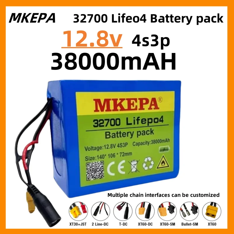 12.8V 38Ah 32700 Lifepo4 Battery Pack 4S3P With 4S 40A Maximum 100A Balanced BMS 14.6V Electric Boats Scooter 12V UPS Toys car