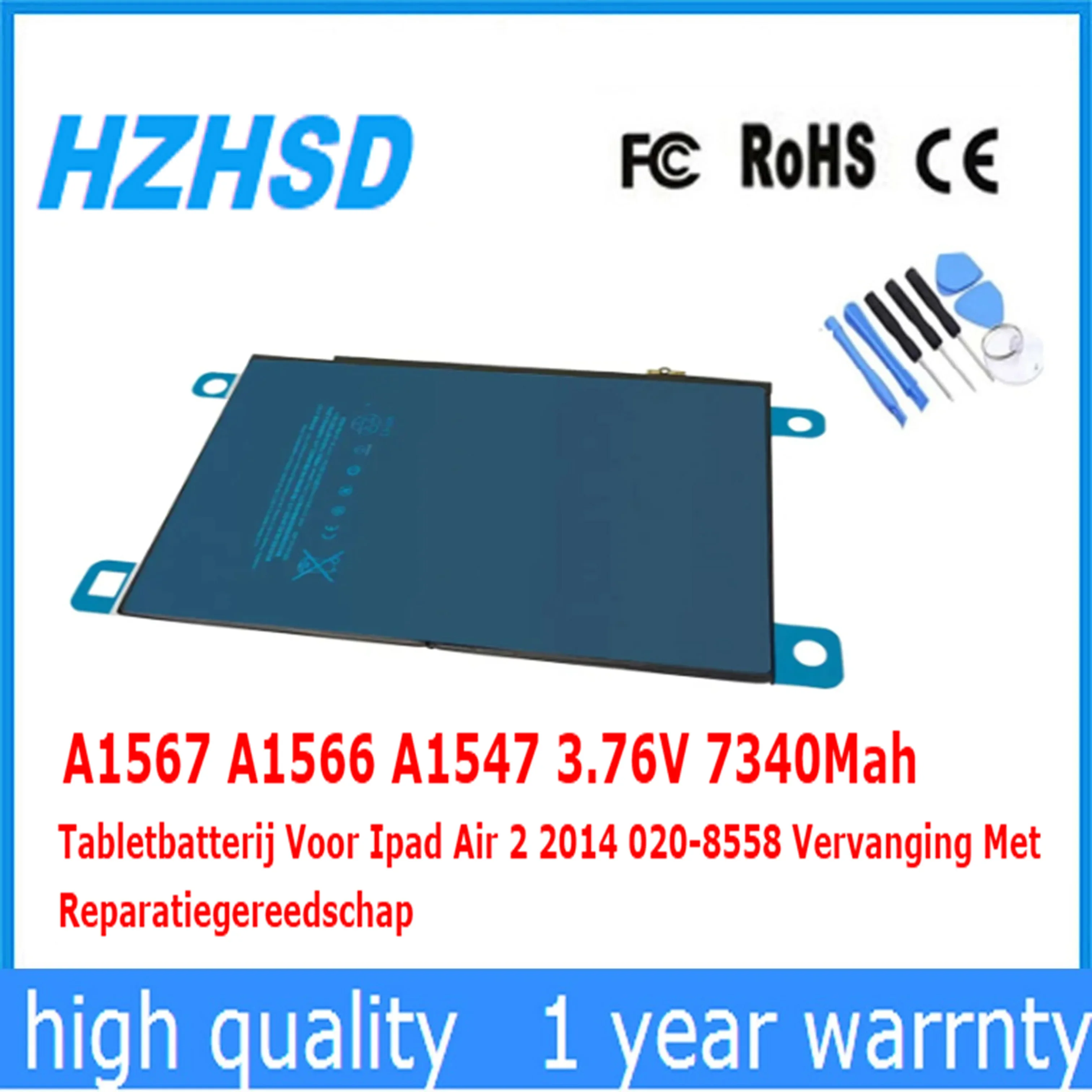 

A1567 A1566 A1547 3.76V 7340Mah Tabletbatterij Voor Ipad Air 2 2014 020-8558 Vervanging Met Reparatiegereedschap