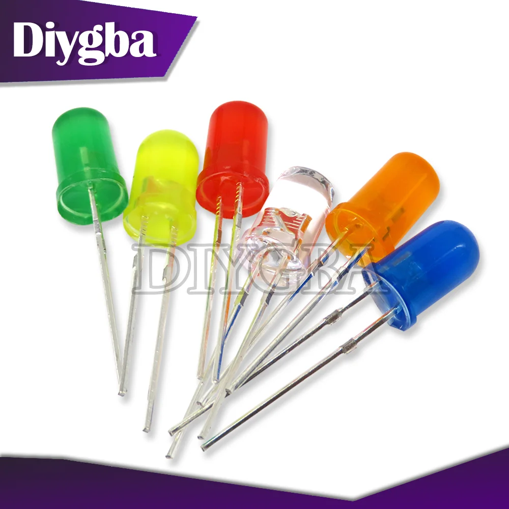 100Pcs 3Mm 5Mm Led Diode Light Emitting Diode Rood Geel Wit Groen Blauw Orange Paars