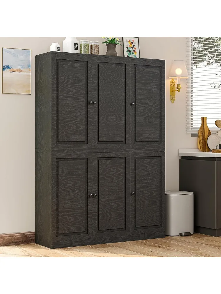 

Kitchen Pantry Storage Cabinet 47.2" W x 69" H, 6 Doors Large Storage Modern Food Pantries with 8 Shelves and Door Rack,