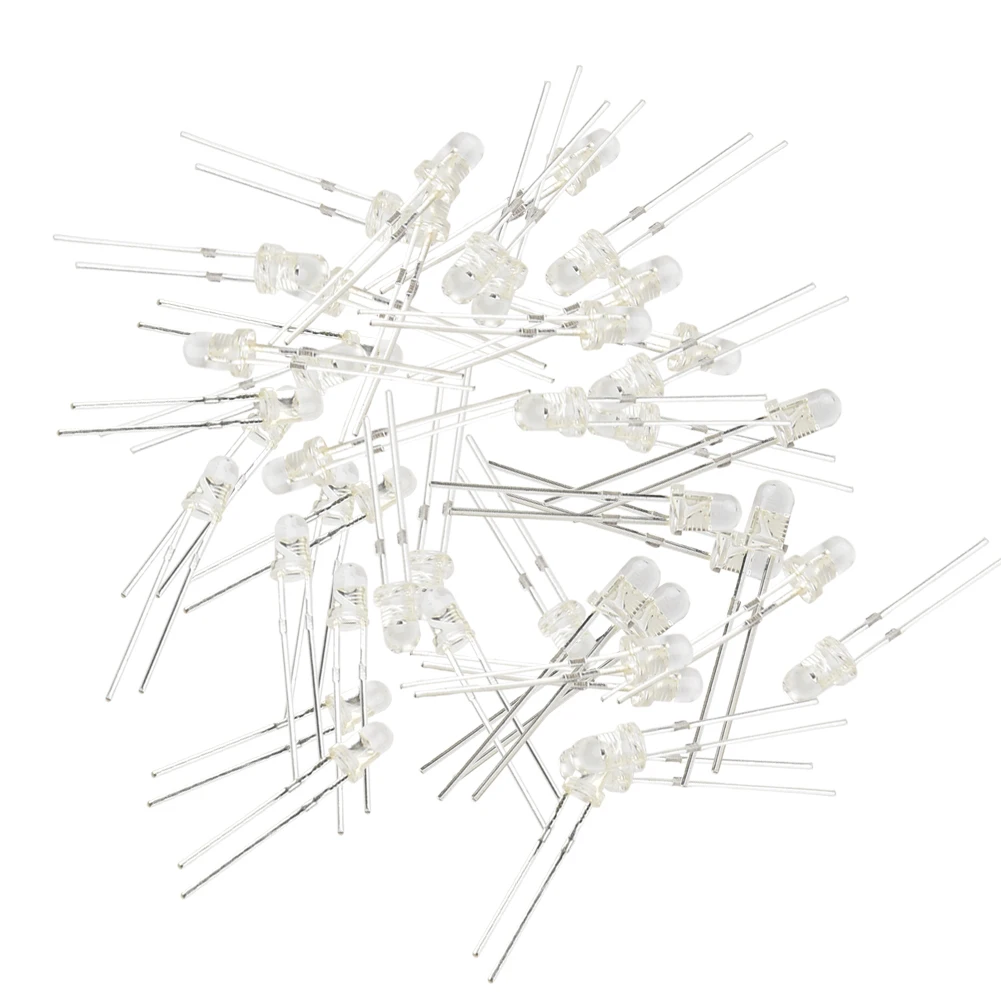 100PCS LED Transparent Bulb Bright 3mm RedBlueGreenWhiteYellow LEDs Long lasting Suitable for Dome Lighting 100PCS