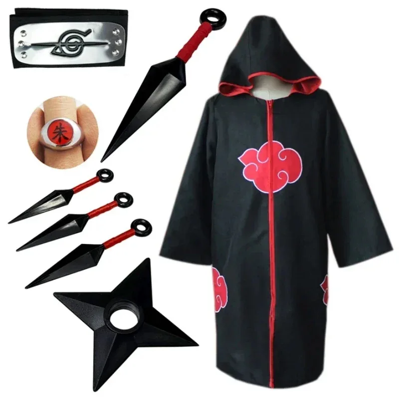 قناع تنكري أنيمي الدب دن منظمة الفجر كيب مطرز سحابة حمراء نمط الرسوم المتحركة رداء رقبة الهالوين جديد 2025