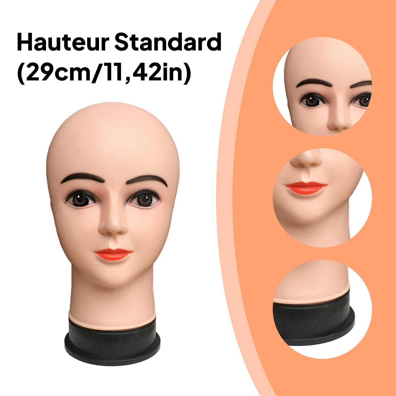 Manikin Head Wig Display Stand Durable PP Material with Anti Slip Base for Salon Home Shop Styling Practice