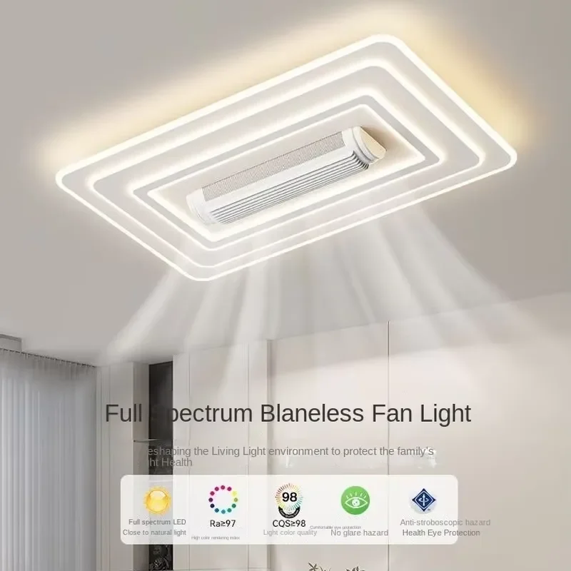 2024 Modern Simple Full Spectrum Ceiling Lamp for Living Room Main Hall Bedroom Leafless Fan Steel Base Acrylic Cover LED