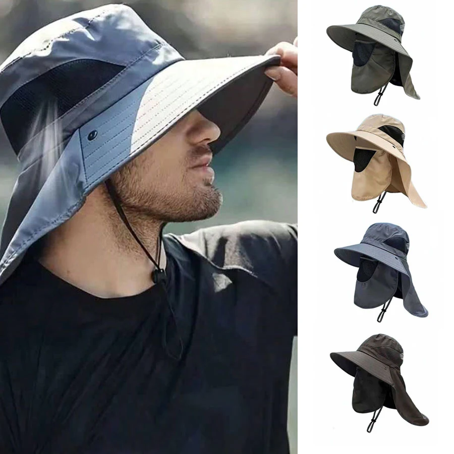 

1 pcs Sun hat with shoulder cape, with face mask neck protection function, breathable fabric, insect repellent and other functio