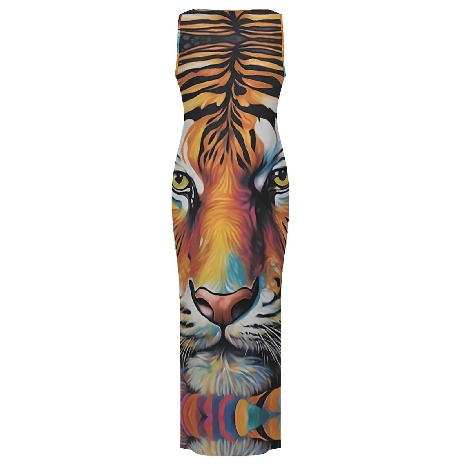 Ladies Majestic Prism Tiger Dress Colorful Animal Y2K Fashion Bodycon Dress Spring Retro Maxi Dresses Design Oversize Vestidos