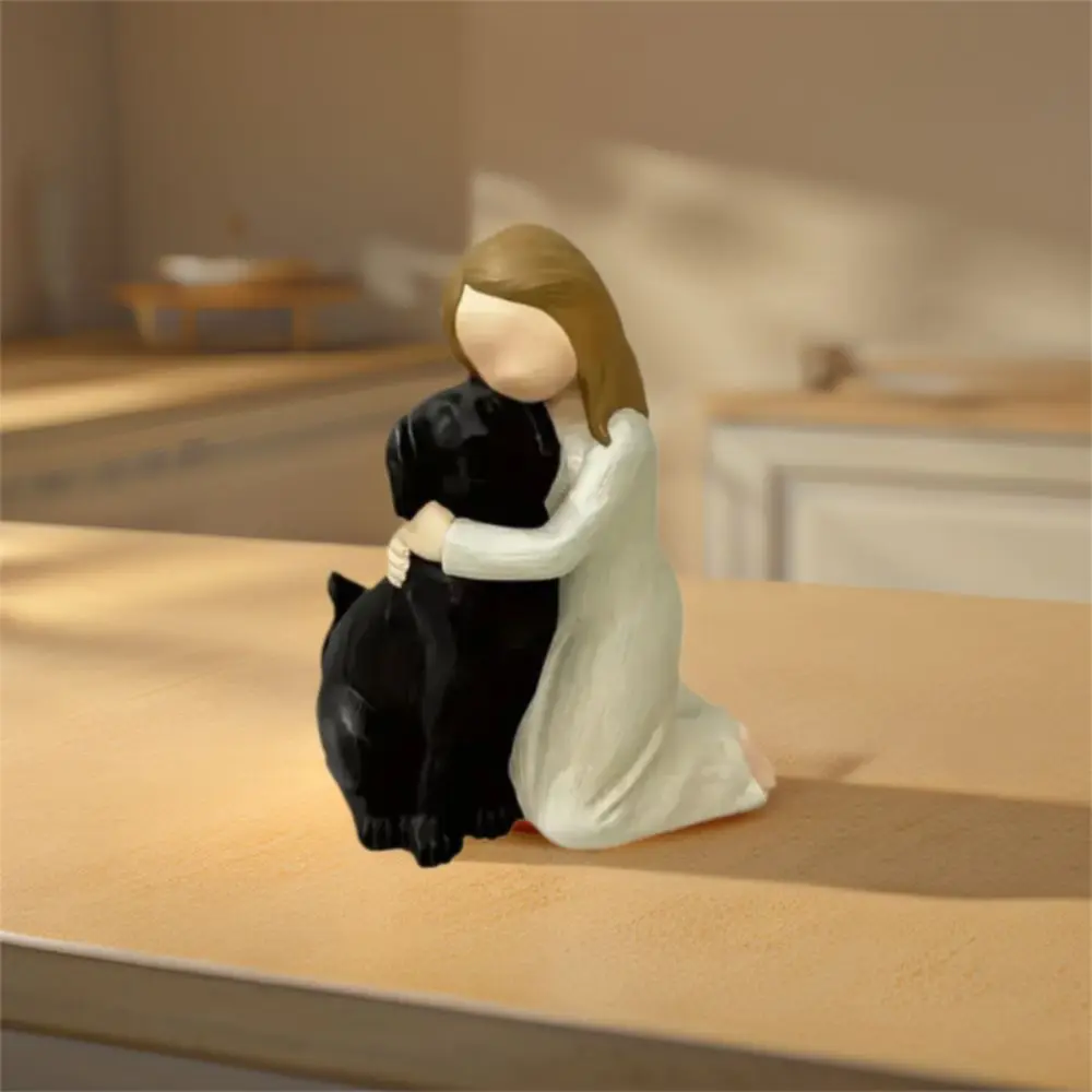 

Micro Landscape Model Resin Girl Holding Dog Statue Creative Unique Dog Lover Figurine Cute Art Miniature Sculpture Birthday