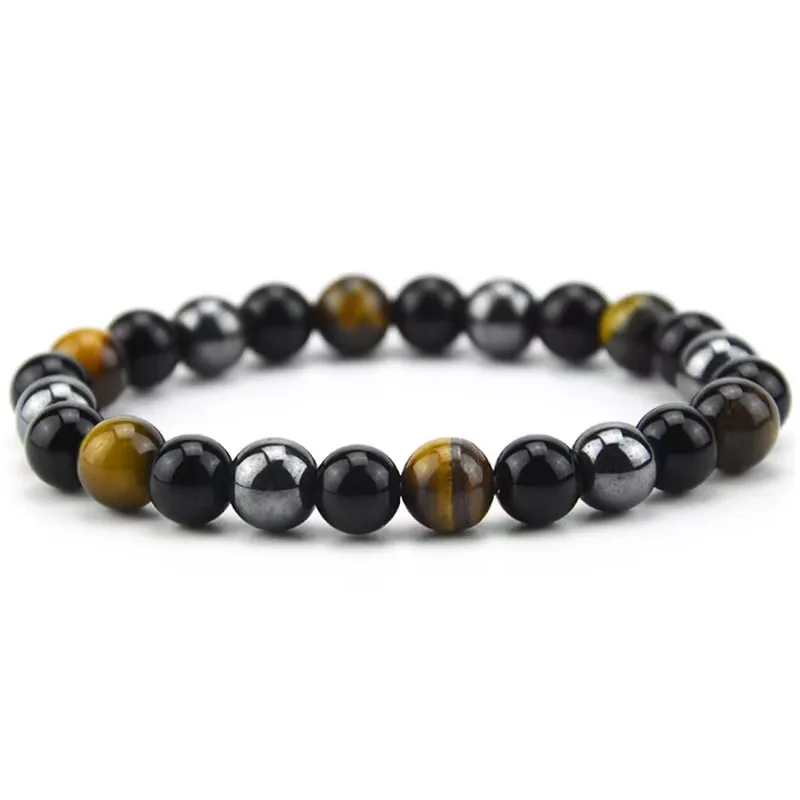 Hot Natural Black Obsidian Hematite Tiger Eye Beads Bracelets Men for Magnetic Health Protection Women Soul Jewelry