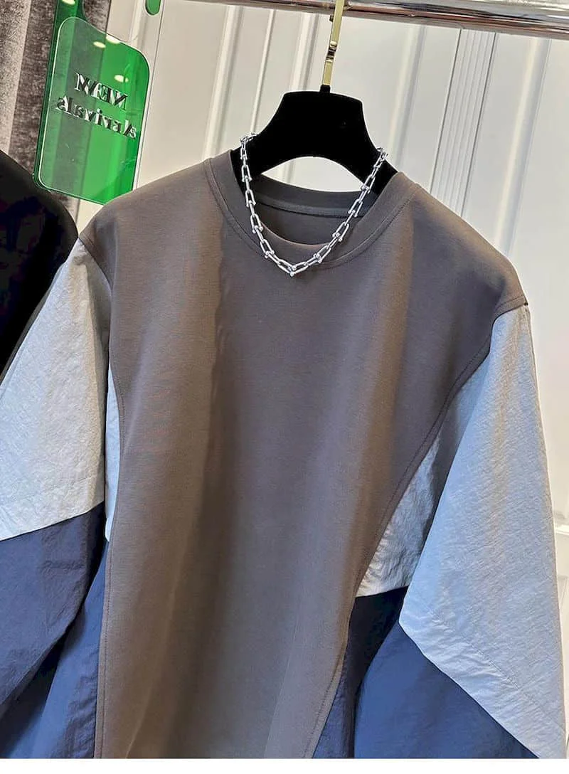 Oversized Pullovers Women Fashion Patchwork Long Sleeve Tops Casual Loose Pullover Sports Top Sring Autumn Trend Y2k Clothes