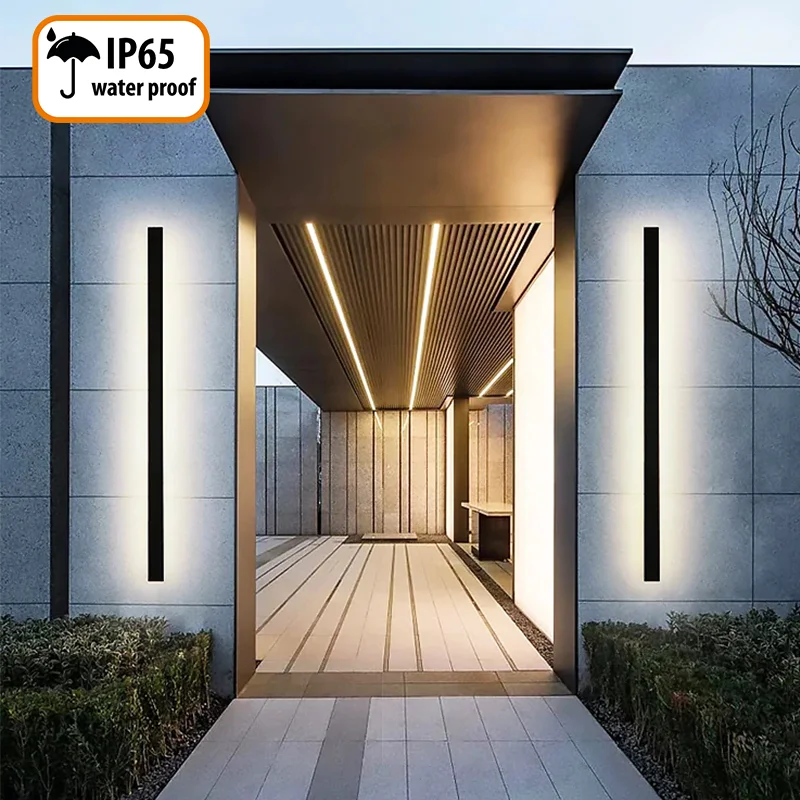 

Outdoor Modern Waterproof IP65 Linear Wall Lamps Bar Shaped Exterior Landscape Long Strip LED Lighting Garden Porch Wall Sconces