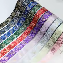 1'' 25mm Gold Foil Rose Lines Flower Printed Polyester Satin Ribbon For Cakes Gift Decoration Hair Bows Sewing Accessories - AliExpress 15