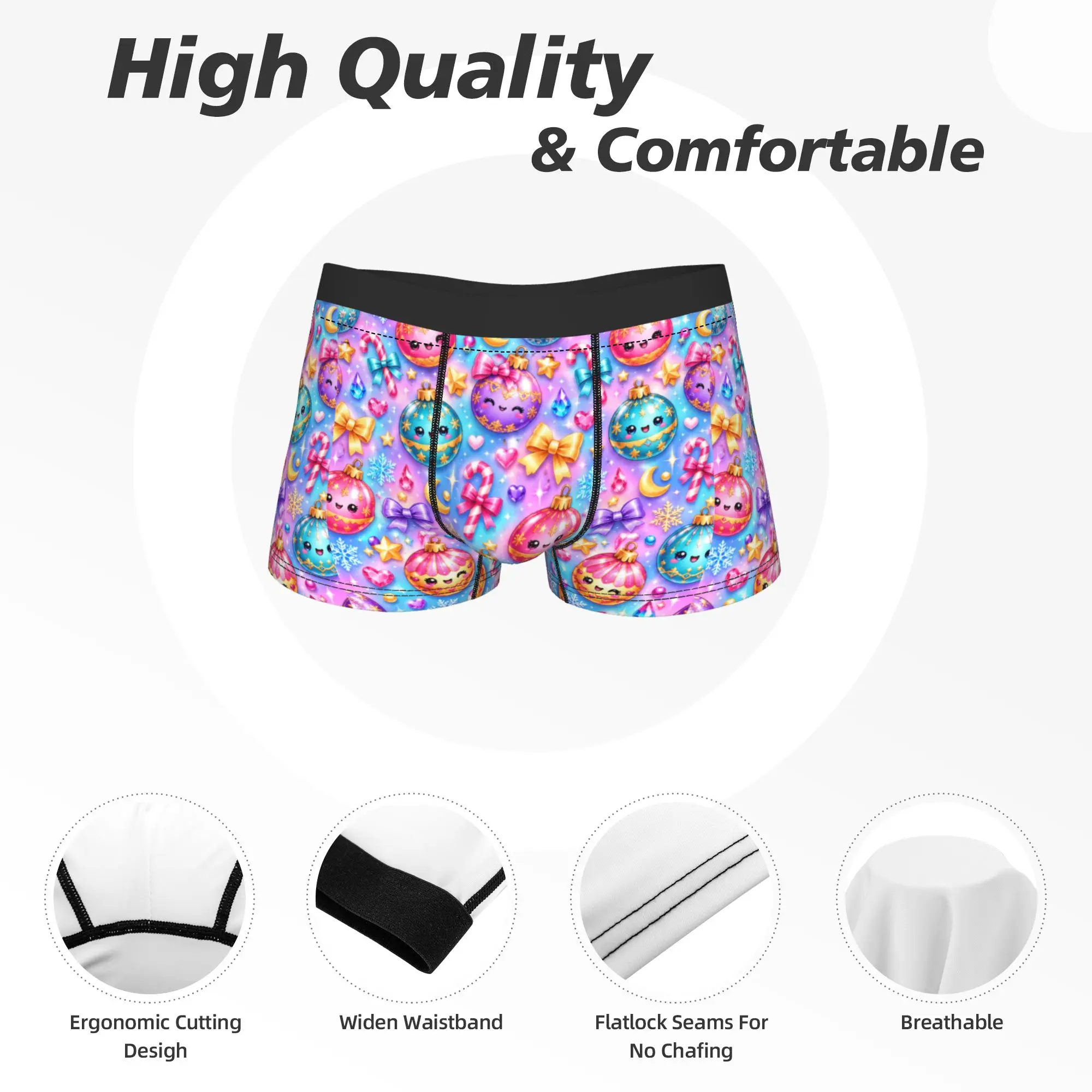 Christmas Star Ornament Underwear  Comfortable Panties Printing Shorts Briefs For Male 3D Pouch Plus Size Boxershorts