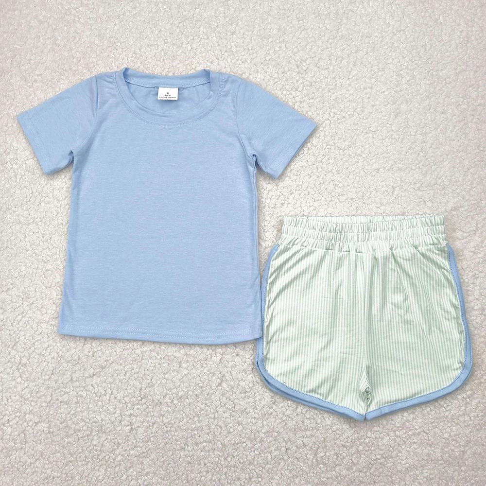 

Baby Boys Lavender Green Short Sleeves Top And Shorts Set Kids Clothing Outfit for Spring/Summer