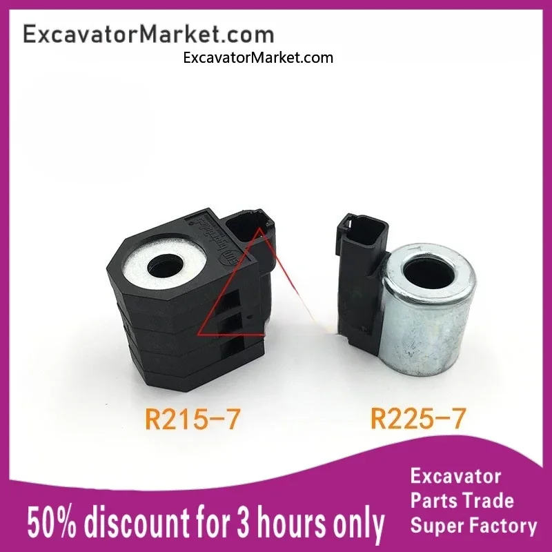 Excavator Spare Hyundai R R215-7 225-7 solenoid valve coil pilot rotary fast slow coil excavator accessories