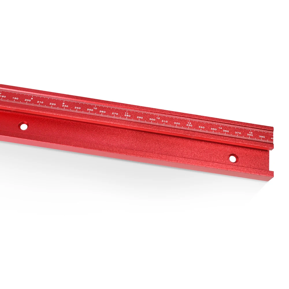 1Pc T-Track 45 Chute with Mm/inch Scale Alloy Red T-tracks Slot Miter Track 40cm Woodworking Saw Table Workbench DIY Tools