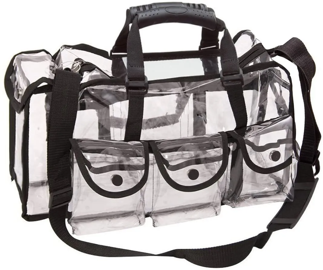 

Clear Travel Makeup Bag Women's transparent bag 6 External Pockets Cosmetic Organizer Case with Shoulder Strap Large Capacity