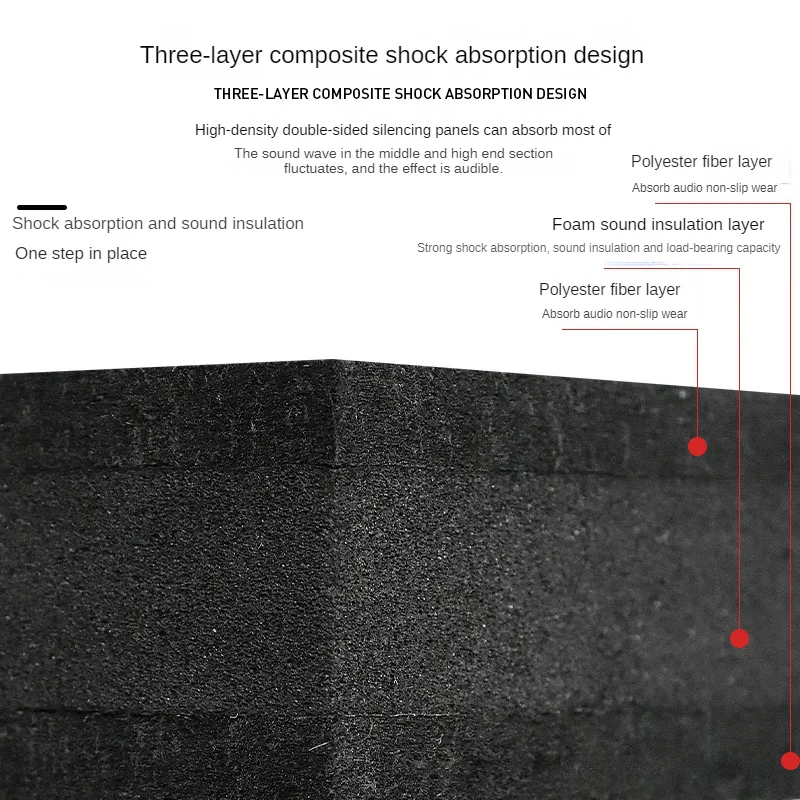 Imagem -03 - Almofada de Choque de Isolamento Acústico de Piso Interno Casa Isolamento Acústico Almofada Anti-vibração Três Camadas de Espessura Esponja Absorvente de Choque